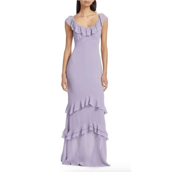 Reformation Dresses & Skirts - Reformation Scoop Neck Ruffled Tripoli Maxi Dress Aura Size 2 $348